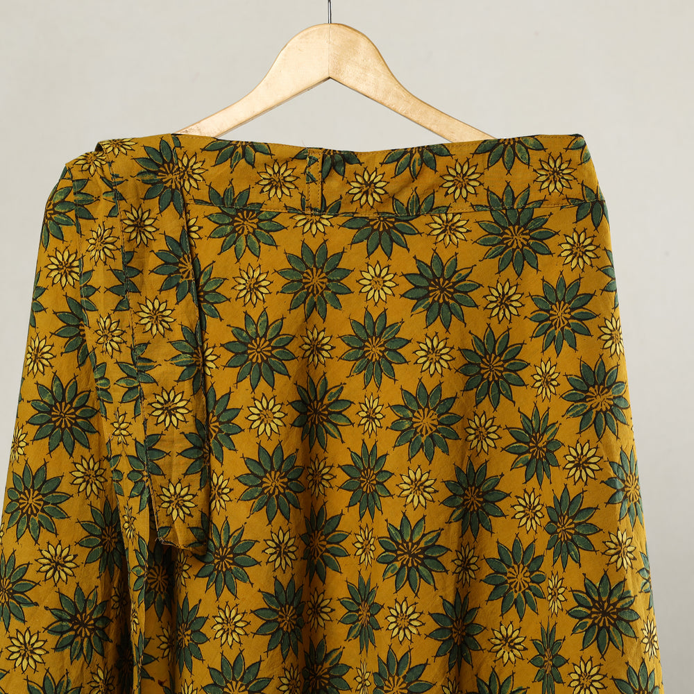 Yellow - Ajrakh Block Printed Cotton Wrap Around Skirt 17