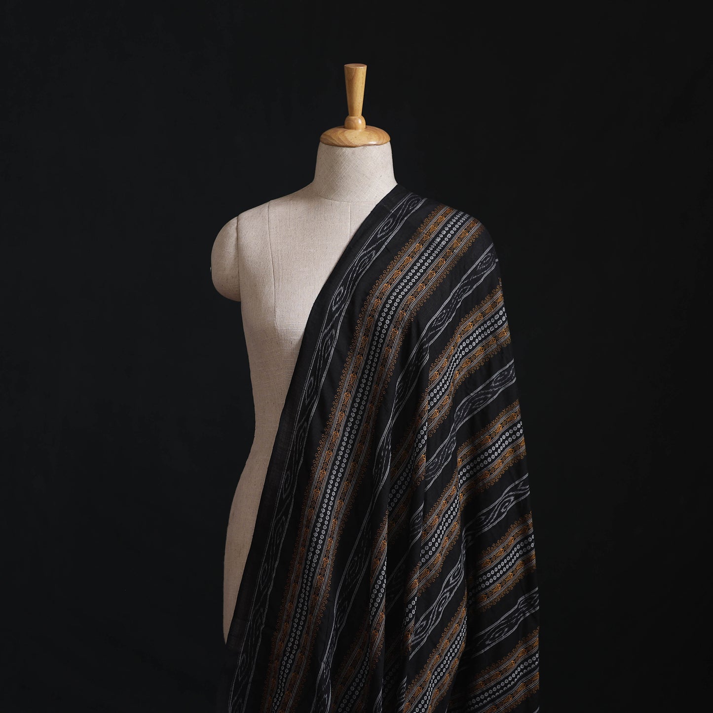 Black - Sambalpuri Ikat Handloom Cotton Fabric 05