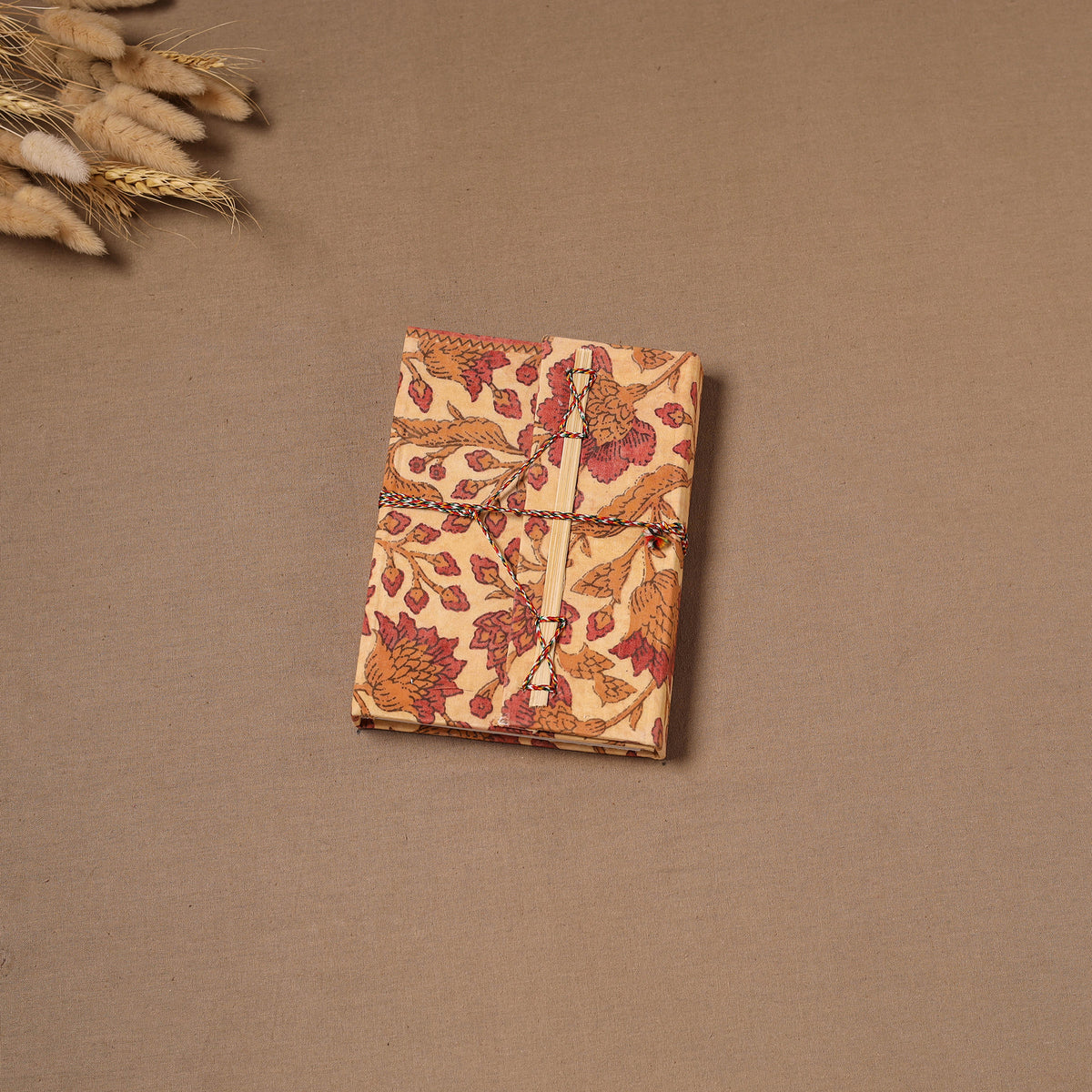 Handmade Paper Notebook in Bagru Cover with Thread Lock (7 x 5 in) 31