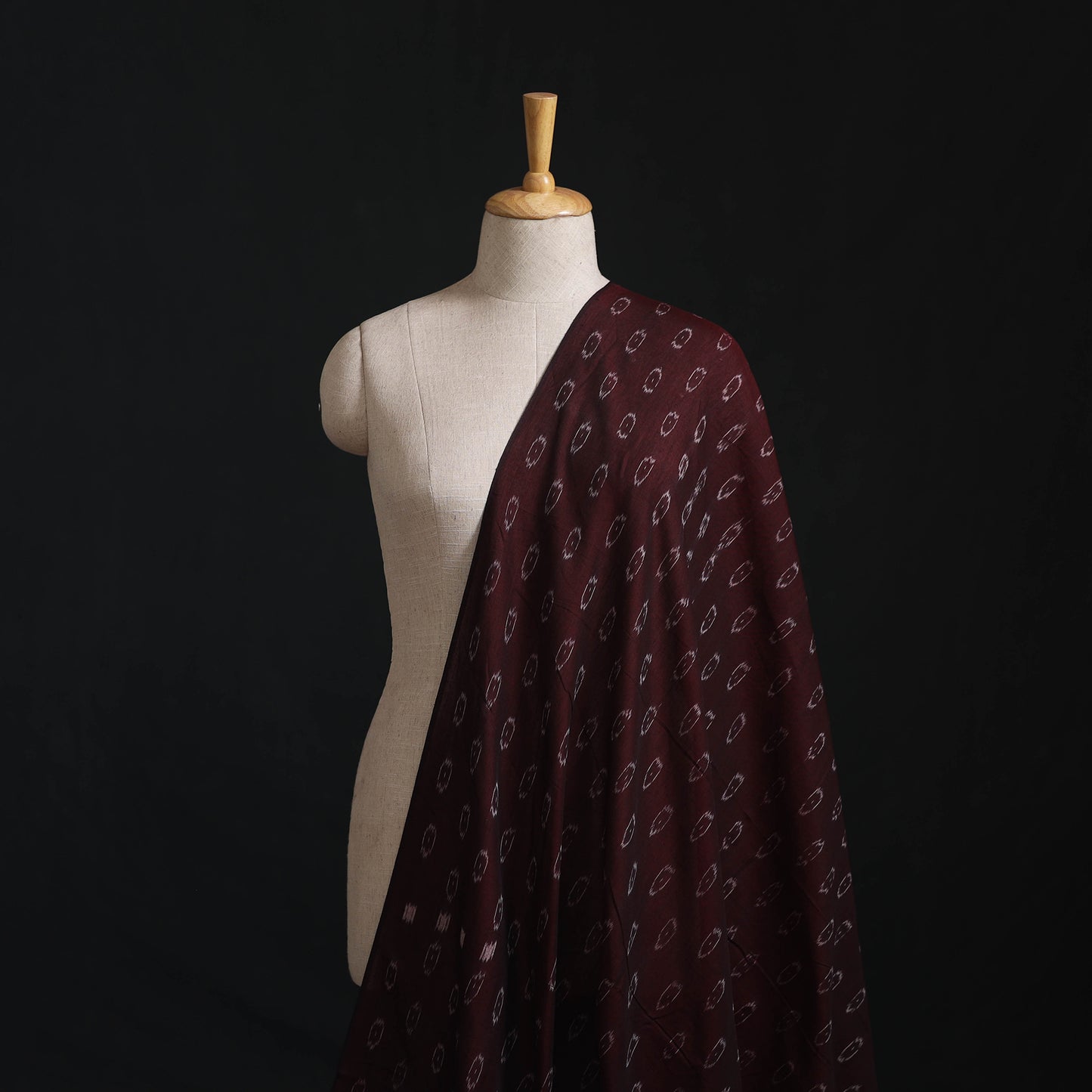 Maroon - Sambalpuri Ikat Handloom Cotton Fabric 06
