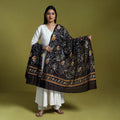 Brown - cotton hand batik dupatta 42 - handcrafted