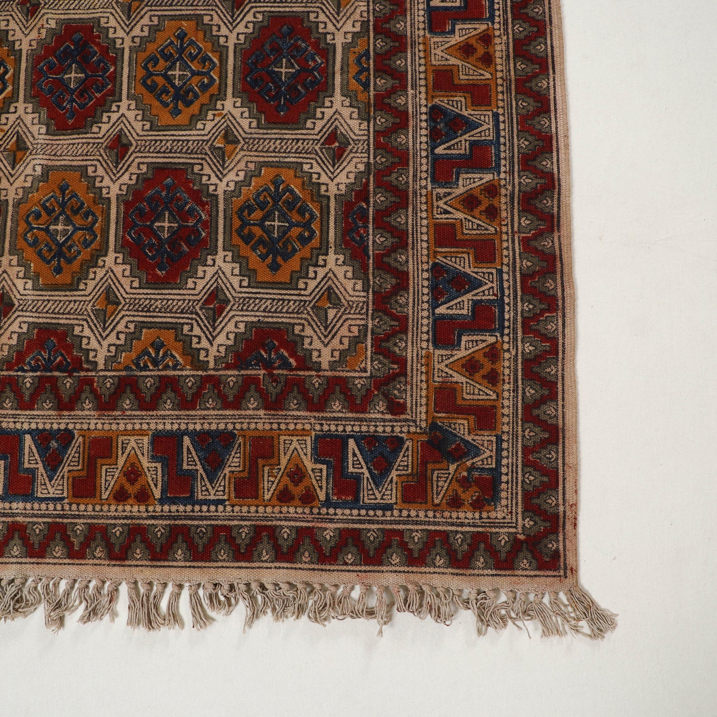 Multicolor - Warangal Handwoven Kalamkari Block Print Cotton Durrie / Carpet / Rug (4 x 6 Feet) 26