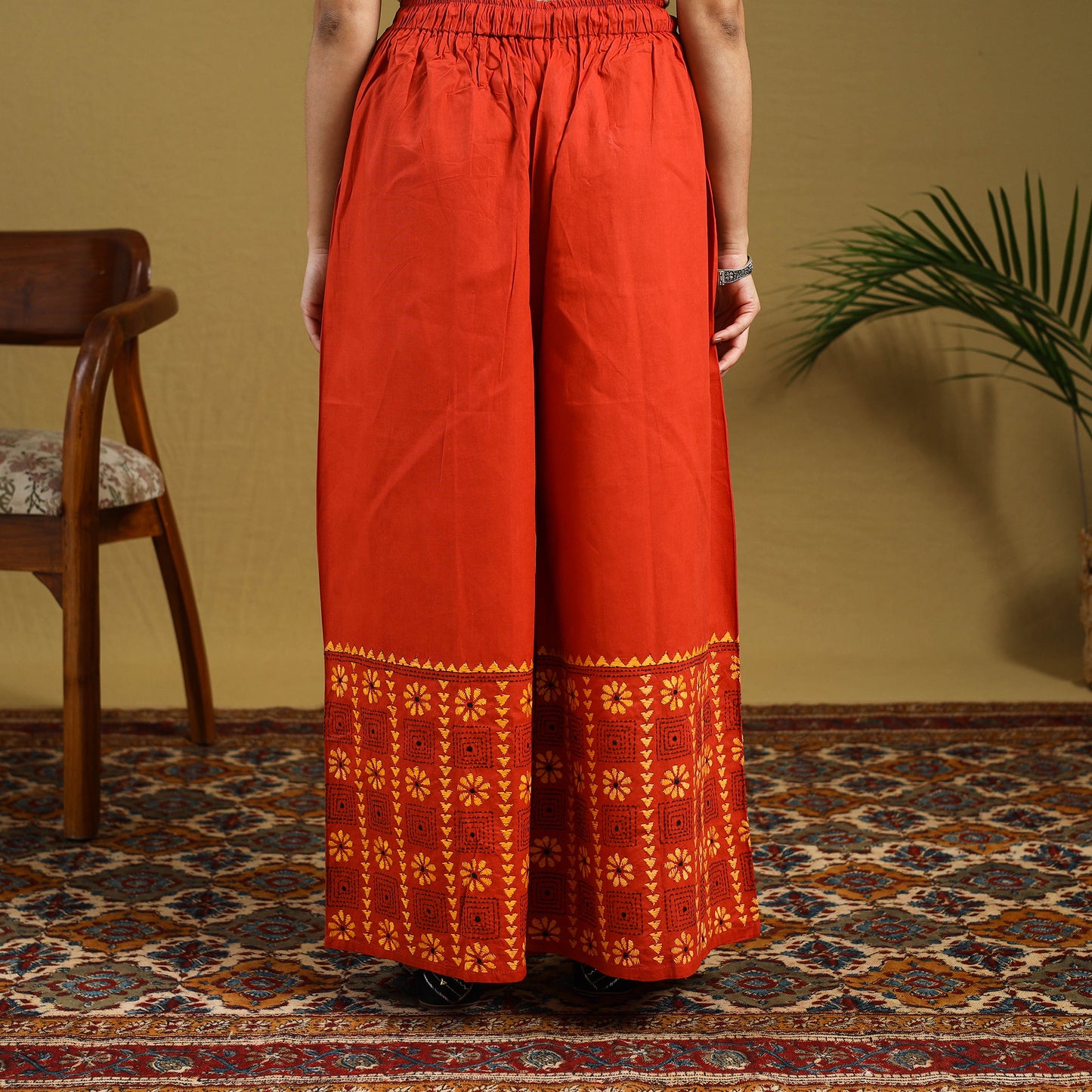 Buy Cotton Bengal Kantha Hand Embroidery Palazzo