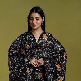 Brown - cotton hand batik dupatta 42 - handcrafted