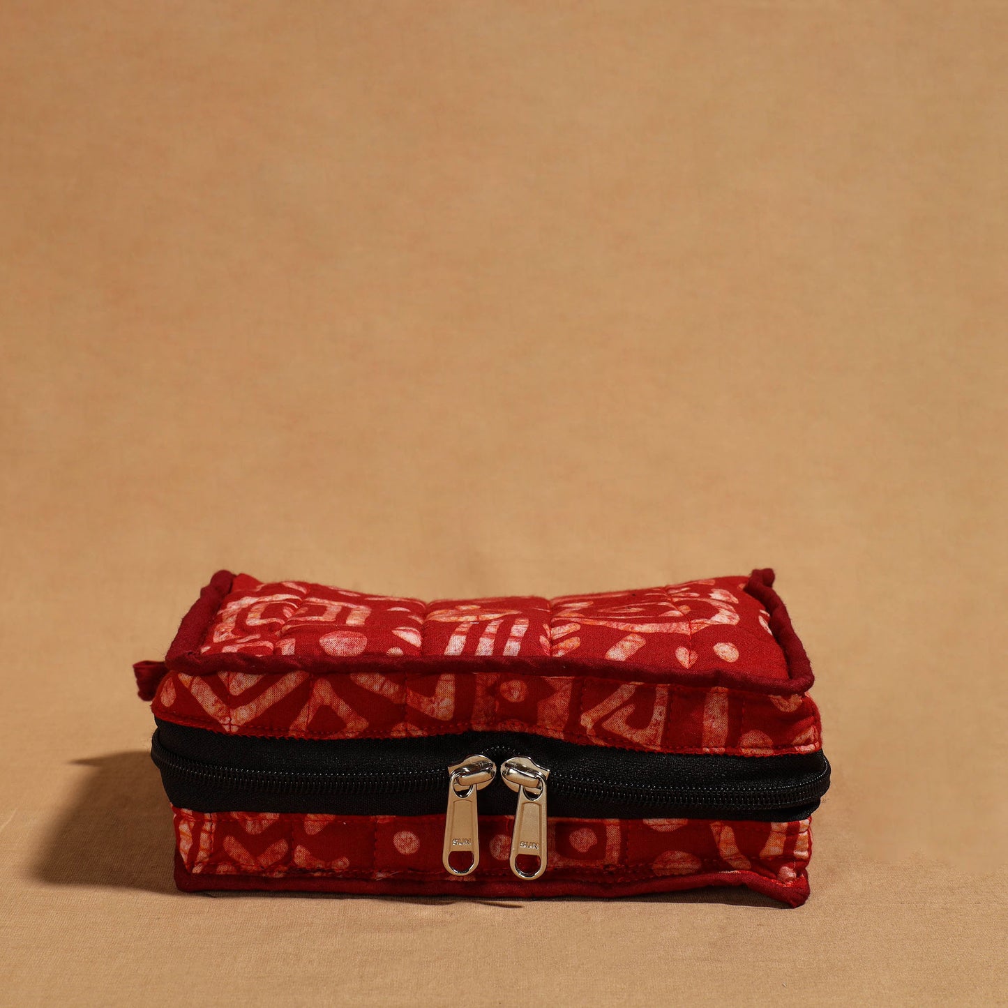 Red - Handmade 4 Pockets Cotton Jewelry Bag 10