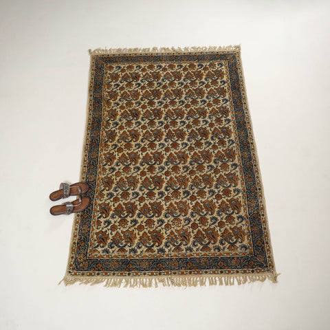 Warangal Handwoven Kalamkari Block Print Cotton Durrie / Carpet / Rug (4 x 6 Feet) 25