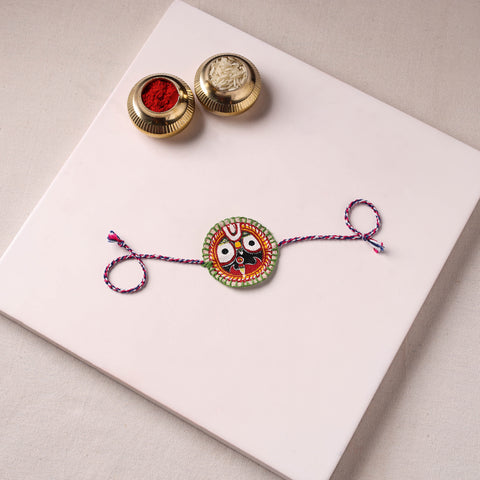 Lord Jagannath - Reusable Pattachitra Handpainted Rakhi with Potli 10