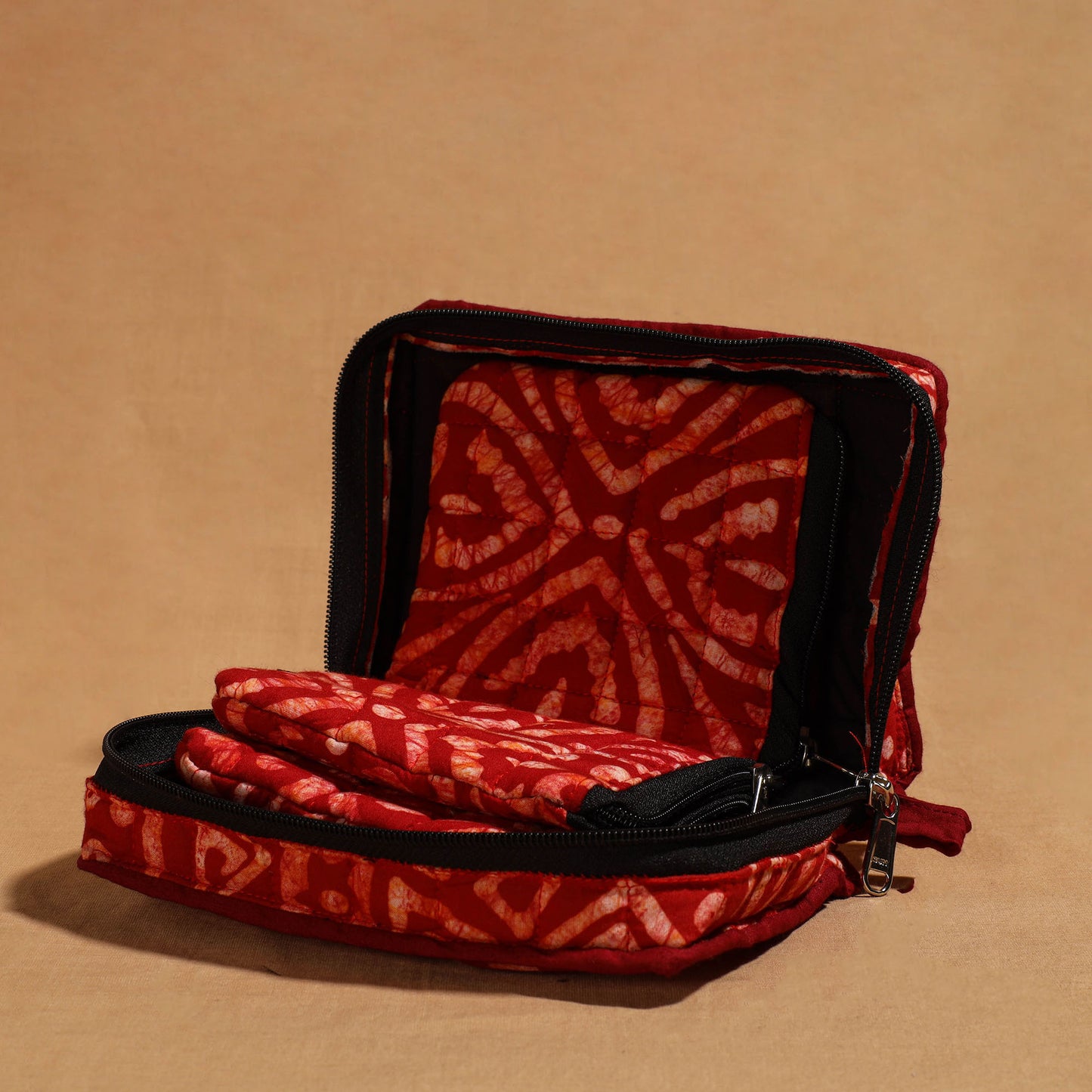 Red - Handmade 4 Pockets Cotton Jewelry Bag 10