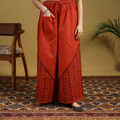 Buy Cotton Bengal Kantha Hand Embroidery Palazzo