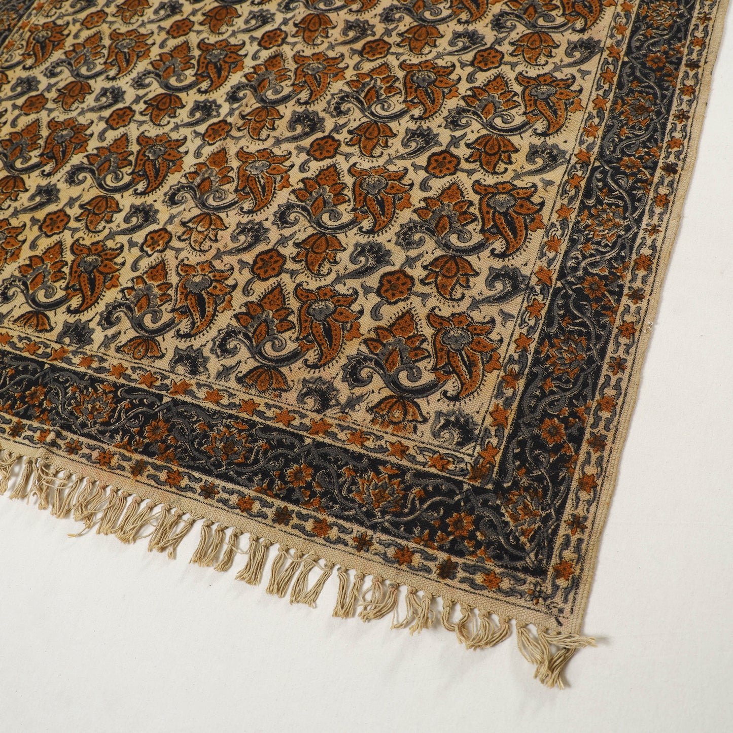 Multicolor - Warangal Handwoven Kalamkari Block Print Cotton Durrie / Carpet / Rug (4 x 6 Feet) 25
