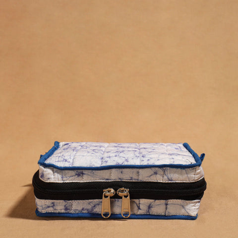 Blue Handmade 4 Pockets Cotton Jewelry Bag