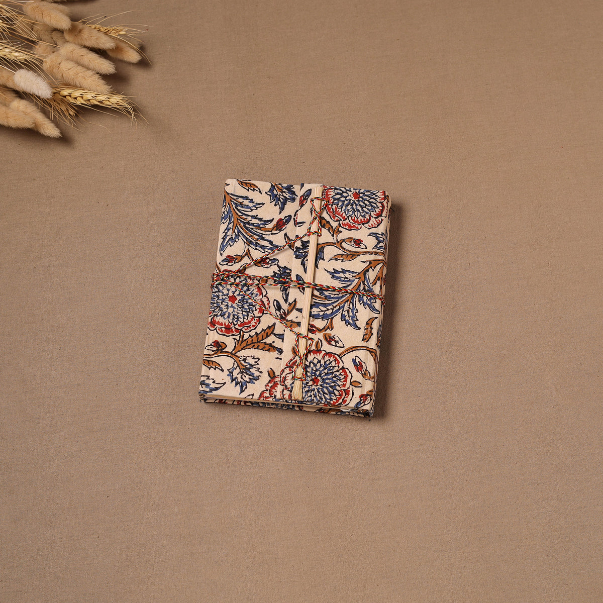Handmade Paper Notebook in Bagru Cover with Thread Lock (7 x 5 in) 35