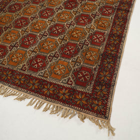 Maroon - Warangal Handwoven Kalamkari Block Print Cotton Durrie / Carpet / Rug (4 x 6 Feet) 21
