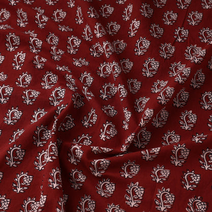 Red - Bagh Block Printed Cotton Fabric 21