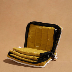 Yellow Handmade 4 Pockets Cotton Jewelry Bag 12 