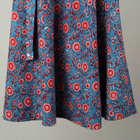 Blue - Sanganeri Block Printed Cotton Wrap Around Skirt 26