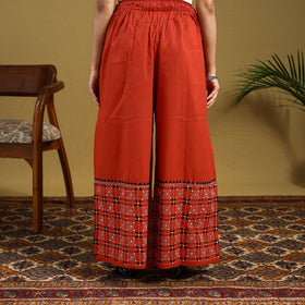 Buy Orange Cotton Bengal Kantha Hand Embroidery Palazzo