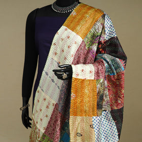 Multicolor - patchwork reversible silk bengal kantha work