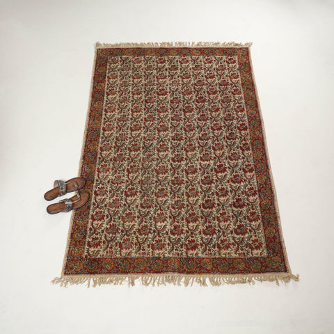 Warangal Handwoven Kalamkari Block Print Cotton Durrie / Carpet / Rug (4 x 6 Feet) 22
