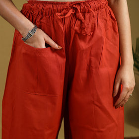 Buy Orange Cotton Bengal Kantha Hand Embroidery Palazzo