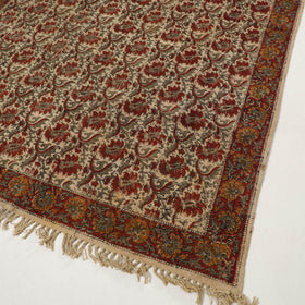 Beige - Warangal Handwoven Kalamkari Block Print Cotton Durrie / Carpet / Rug (4 x 6 Feet) 22