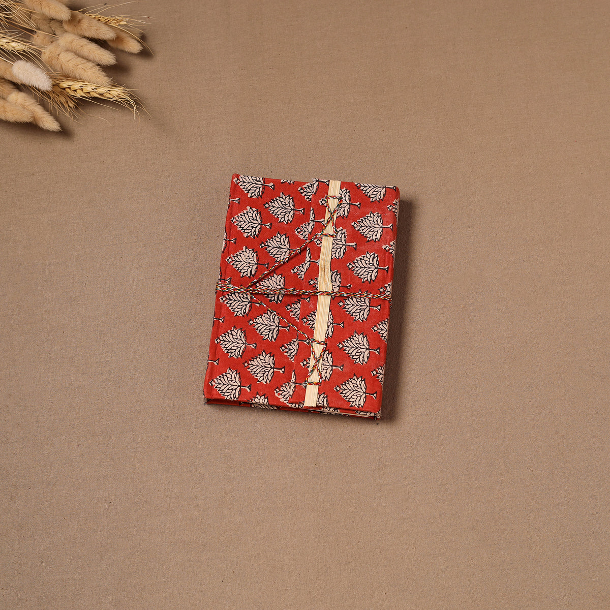 Handmade Paper Notebook in Bagru Cover with Thread Lock (7 x 5 in) 39
