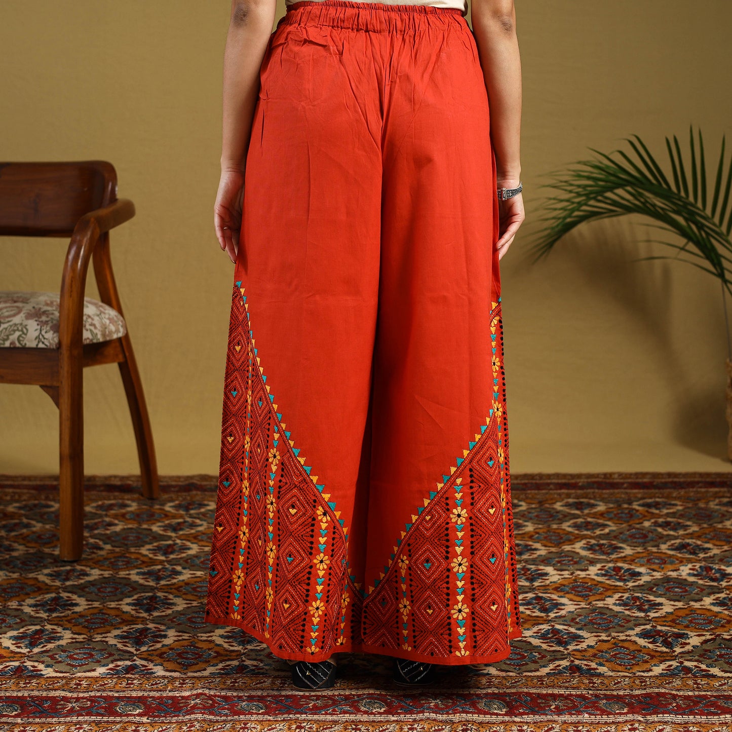 Buy Cotton Bengal Kantha Hand Embroidery Palazzo