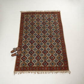 Multicolor - Warangal Handwoven Kalamkari Block Print Cotton Durrie / Carpet / Rug (4 x 6 Feet) 24