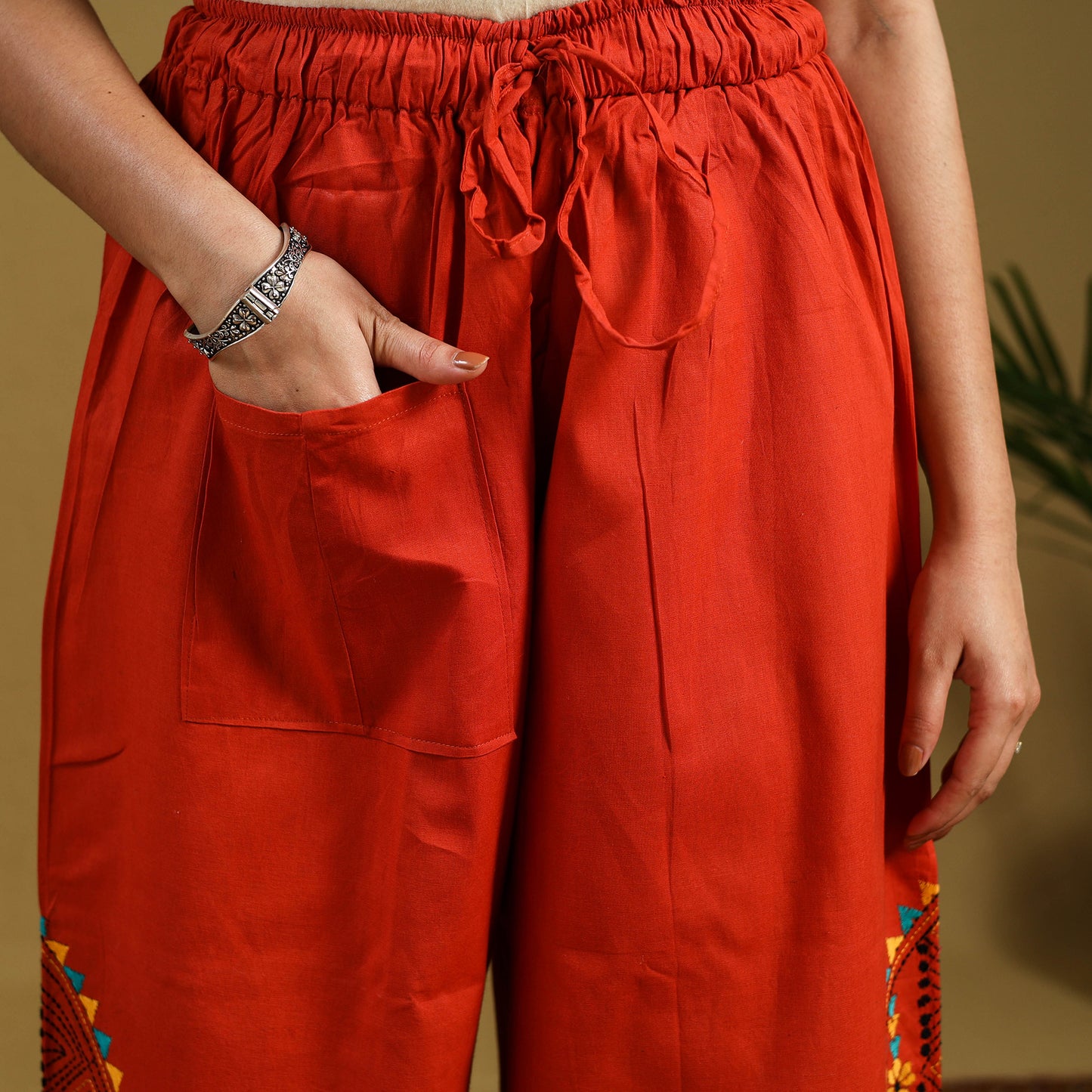 Buy Cotton Bengal Kantha Hand Embroidery Palazzo