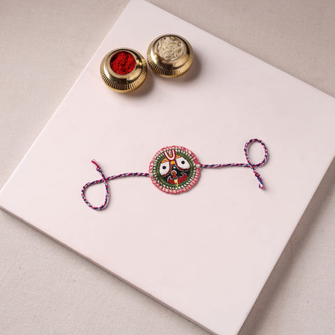 Lord Jagannath - Reusable Pattachitra Handpainted Rakhi with Potli 17