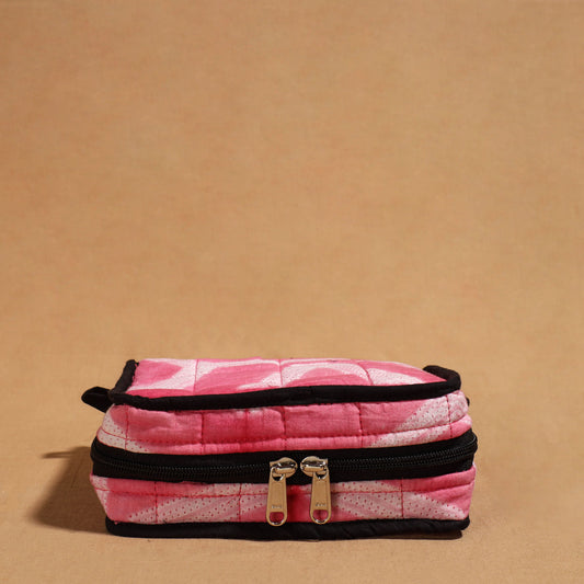 Pink - Handmade 4 Pockets Cotton Jewelry Bag 15