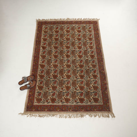 Warangal Handwoven Kalamkari Block Print Cotton Durrie / Carpet / Rug (4 x 6 Feet) 23