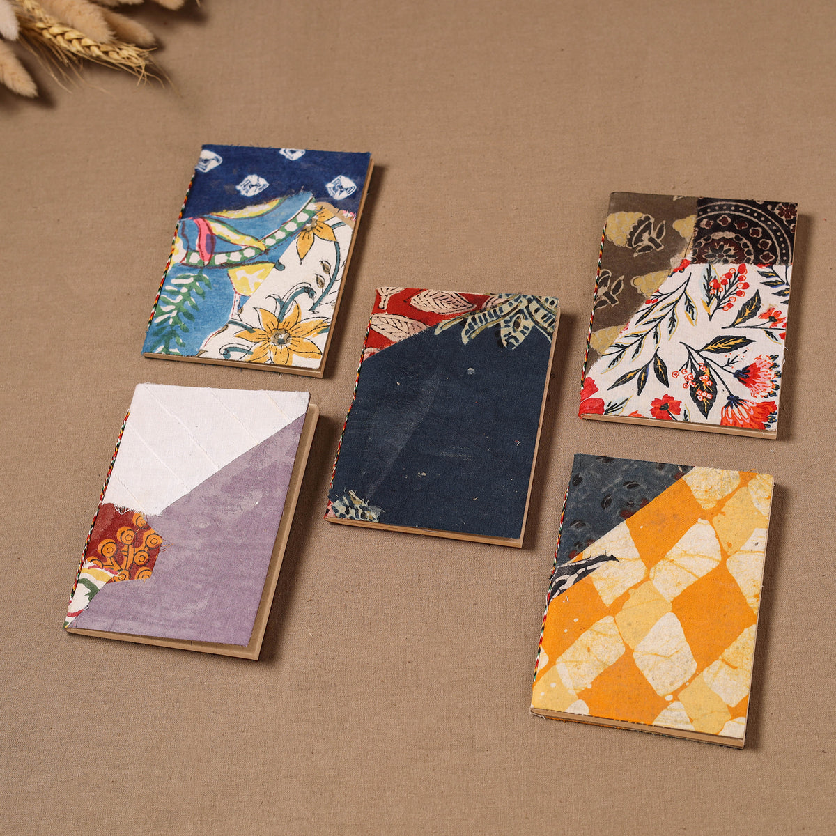 Handmade Paper Notebook in Patchwork Cover with Thread Lock (5 x 4 in) 41