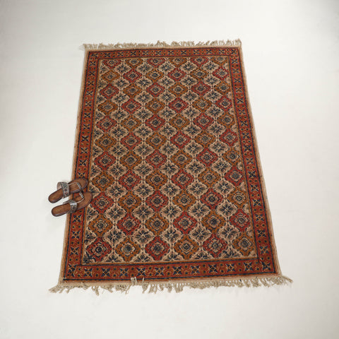 Warangal Handwoven Kalamkari Block Print Cotton Durrie / Carpet / Rug (4 x 6 Feet) 20