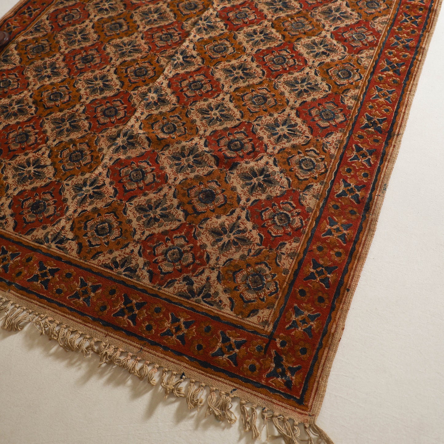 Multicolor - Warangal Handwoven Kalamkari Block Print Cotton Durrie / Carpet / Rug (4 x 6 Feet) 20