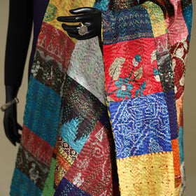 Multicolor - patchwork reversible silk bengal kantha work