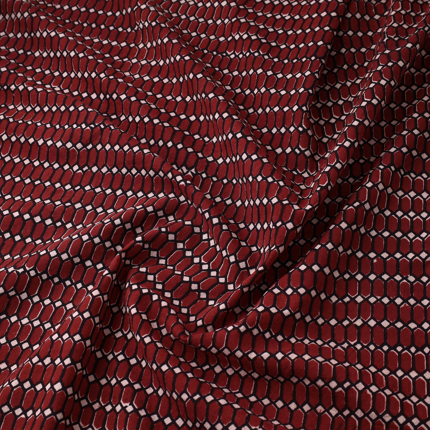 Maroon - Bagh Block Printed Cotton Fabric 25