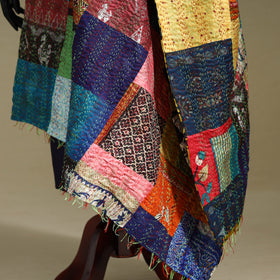 Multicolor - patchwork reversible silk bengal kantha work