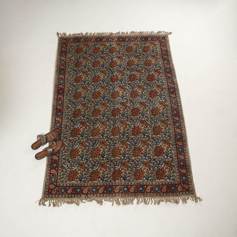 Warangal Handwoven Kalamkari Block Print Cotton Durrie / Carpet / Rug (4 x 6 Feet) 19