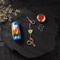 Multicolor - Handcrafted Tribal Dokra Brass Thread Rakhi with Banaras Wood Doll Box 01