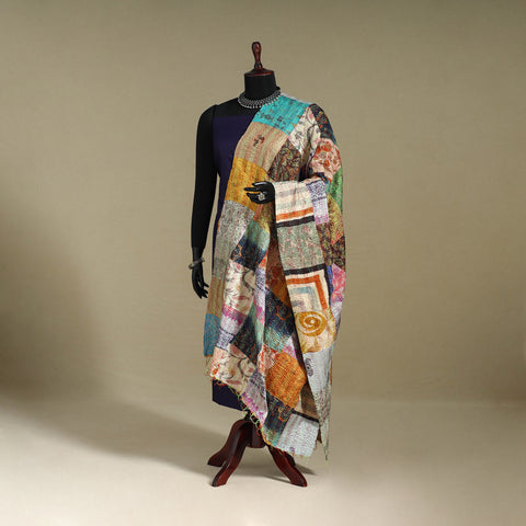 Multicolor - patchwork reversible silk bengal kantha work
