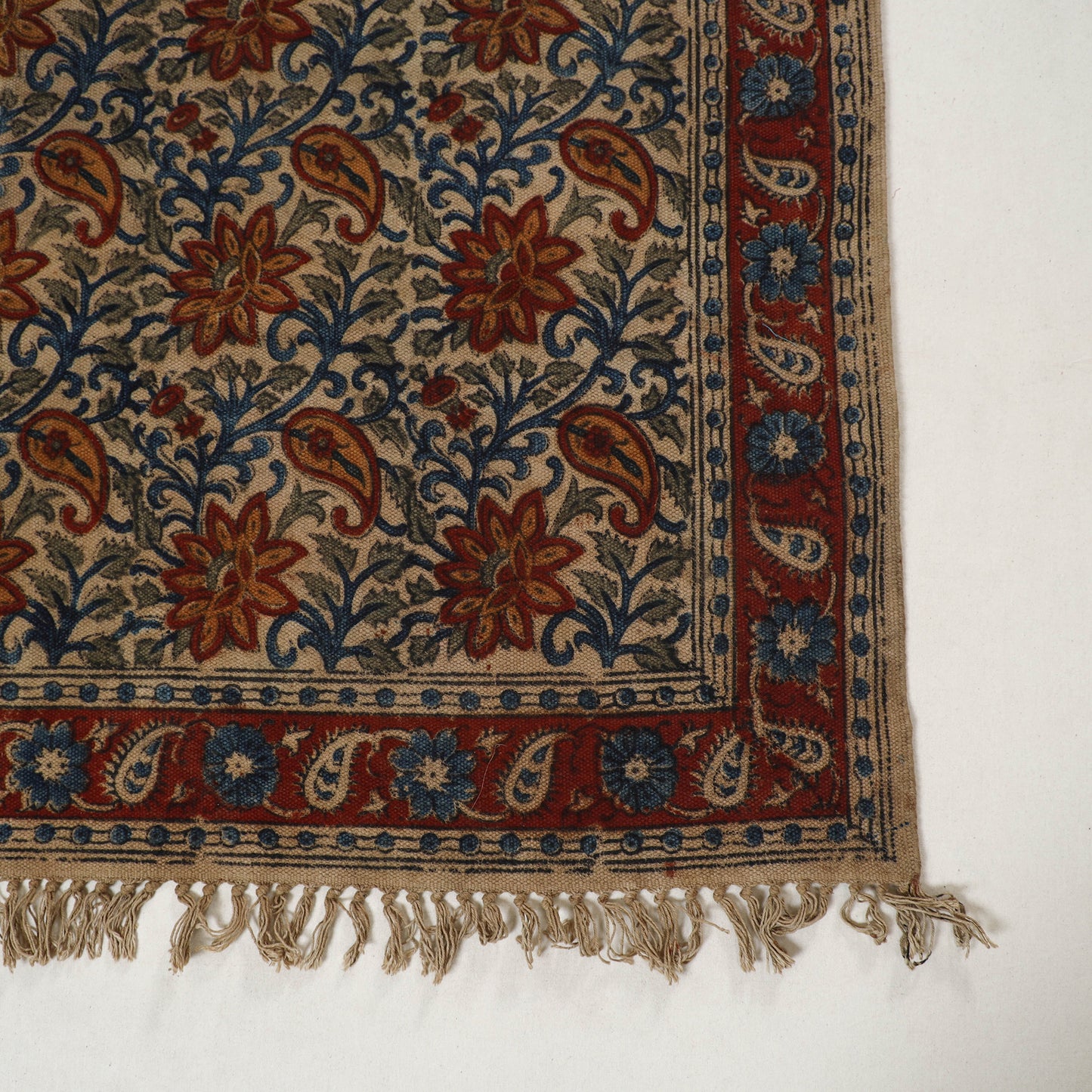 Multicolor - Warangal Handwoven Kalamkari Block Print Cotton Durrie / Carpet / Rug (4 x 6 Feet) 19