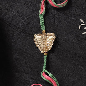 Multicolor - Handcrafted Tribal Dokra Brass Thread Rakhi with Banaras Wood Doll Box 01