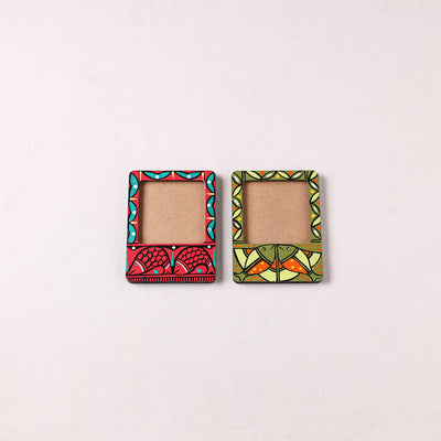 Madhubani Handpainted Wooden Photo Frame Fridge Magnet (Set of 2) 16