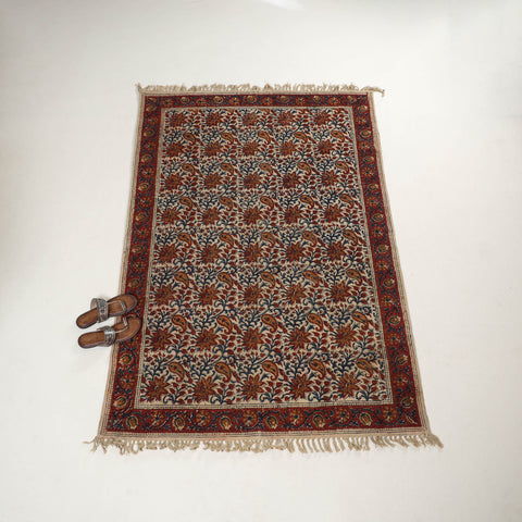 Warangal Handwoven Kalamkari Block Print Cotton Durrie / Carpet / Rug (4 x 6 Feet) 18