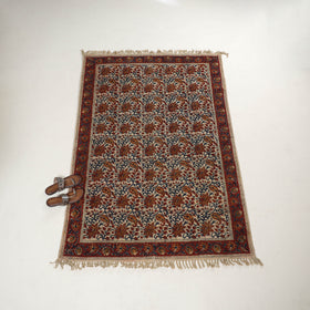 Brown - Warangal Handwoven Kalamkari Block Print Cotton Durrie / Carpet / Rug (4 x 6 Feet) 18