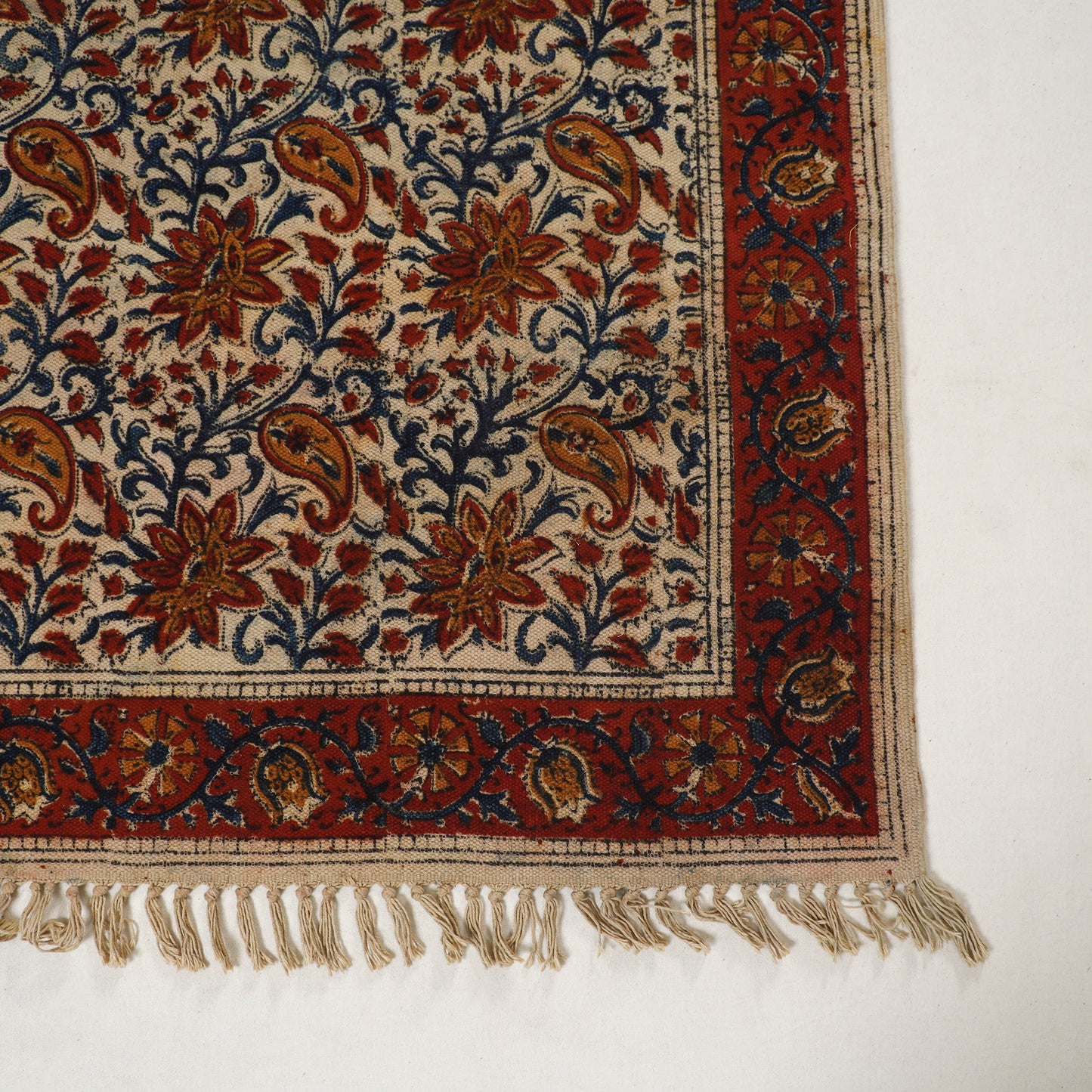 Brown - Warangal Handwoven Kalamkari Block Print Cotton Durrie / Carpet / Rug (4 x 6 Feet) 18