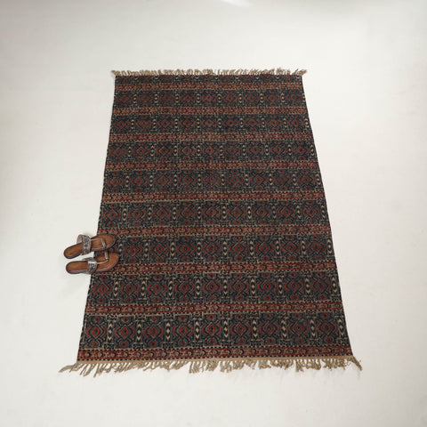 Warangal Handwoven Kalamkari Block Print Cotton Durrie / Carpet / Rug (4 x 6 Feet) 17