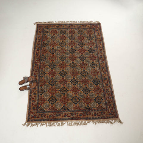 Warangal Handwoven Kalamkari Block Print Cotton Durrie / Carpet / Rug (4 x 6 Feet) 16