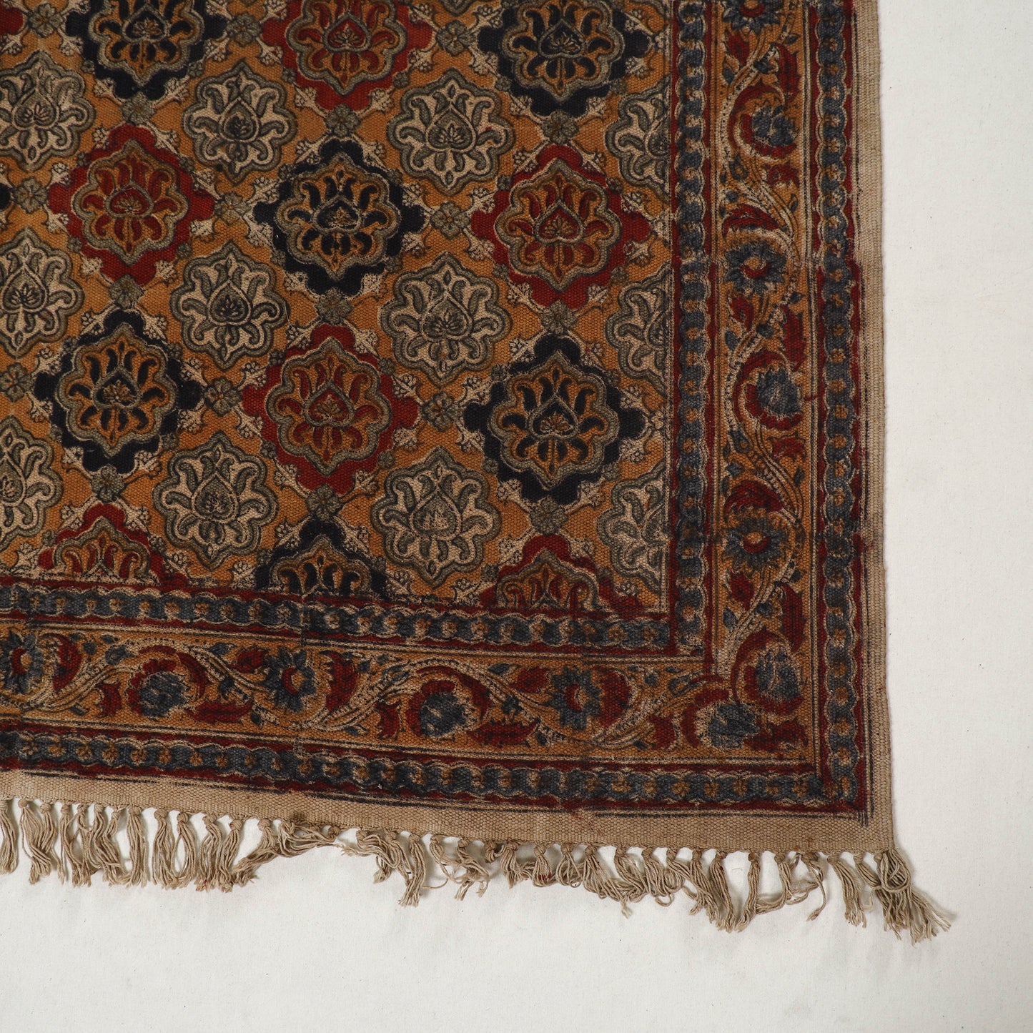 Multicolor - Warangal Handwoven Kalamkari Block Print Cotton Durrie / Carpet / Rug (4 x 6 Feet) 16